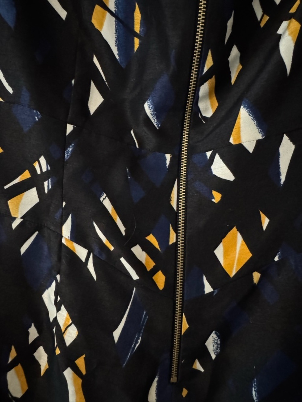 Tahari Black Dress with Navy, Yellow & White Abstract Print - Picture 4 of 5